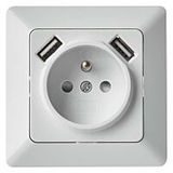 EMOS Built-in socket A6000.0 1xround 250V/16A+2xUSB 5V/2.1A white IP20
