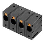 Printed circuit board terminals, 15.00 mm, Number of poles: 7, 90°, Solder pin length (l): 5 mm, black, PUSH IN without actuator, Clamping range, max. : 16 mm², Box
