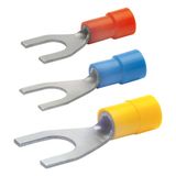 Insulated forked cable lug, 4.0-6.0 mm², AWG 12 to 10, 6.5 mm, M6, yellow, 650C6