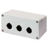 Aluminium push-button enclosure M4 70x155x80, 3 holes Ø 22, without cable entry