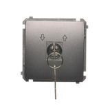 Roller blind momentary switch with key, Inox, metallized, 5A
