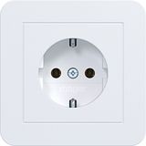 SCHUKO wall socket with cover plate, plug-in type, C.1, matte light white