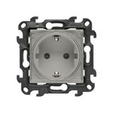 SOON ON SALE, single socket outlet with Schuko earthing for IP44 without seal frame, with shutters, (module), Simon 24, IP44, cashmere