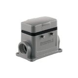 HDC enclosures, Size: 4, Protection degree: IP65, in plugged condition, Base housing, Side-locking clamp on upper side, Standard, with cover, Size of cable entries: M 25