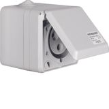 CEE soc.out., 3pole hinged cover surface-mtd 32 A, connecting system, 