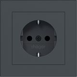 SCHUKO wall socket with cover, Safety Plus, plug-in class A.1 anthracite