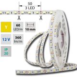 LED strip SMD5050 yellow, 60LED/m, 14.4W/m, DC 12V, 360lm/m, IP20, 10mm, 5m