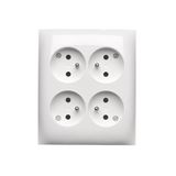 Quadruple socket outlet with earthing - IP20 version, 16A, Screw, white