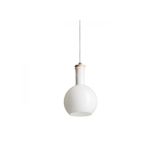 PULIRE RD pendant opal-colored glass/wood/chrome 230V LED E14 6W