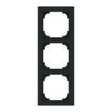 1723-456M-500 Cover  with decor ring, 3gang black matt chrome