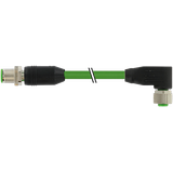 M12 male 0° / M12 female 90° D-cod. shielded PUR 1x4xAWG22 gn 10.2m