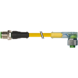 M12 male 0° / M12 female 90° A-cod. LED PUR 5x0.34 ye +drag ch. 1.5m
