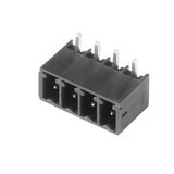 PCB plug-in connector, male header, closed side, THT solder connection, 3.81 mm, Number of poles: 4, 270°, Solder pin length (l): 3.2 mm, tinned, black, Box