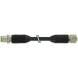 M12 male 0° / M12 female 0° A-cod. shielded PUR 12x0.14 bk 3.5m