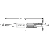Clamp test probe, red, max. 0.9 mm, L 122 mm, CAT III, socket 4 mm, 66.9116-22