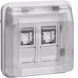 FCC soc.out. insert 8/8p shielded hinged cover surf./flushmtd,cat.6,la