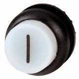 M22S-DRLH-W-X1 Illuminated pushbutton actuator, RMQ-Titan, Extended, maintained, White, inscribed 1, Bezel: black