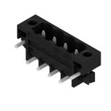 PCB plug-in connector, male header, Solder flange, THT/THR solder connection, 5.08 mm, Number of poles: 4, 270°, Solder pin length (l): 3.2 mm, tinned, black, Box