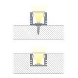 Attached PP aluminum profile, 16x13 mm, clear diffuser, complete, 1 m