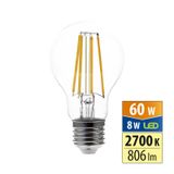 LED bulb 8W, E27, 2700K, CRI80, ex. angle 320°, 360° 806lm