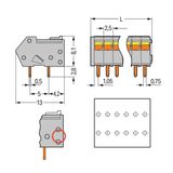 PCB terminal block Locking slides 0.5 mm² blue