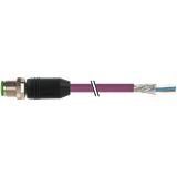 M12 male 0° A-cod. with cable PUR AWG24+22 vt 0,5m