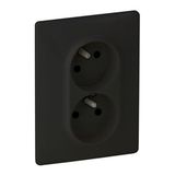 VALENA LIFE SOCKET 2X2P+T 16A WITH CHILD PROTECTION BLACK