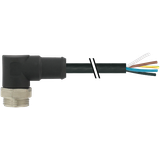 Mini (7/8) 5 pole, Male (Ext.) 90° w/ Cable PUR 5x1.5 (5x16AWG) bk
