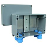 Aluminium enclosure AP-IP 65 for DIN rail mounted dev. max. 5 mods. f.