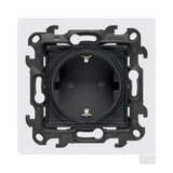 Single socket outlet with Schuko earthing for IP44 version with seal frame, with shutters, (module), Simon 24, IP44, graphite mat, Flap color: Transparent