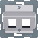 Central plate 2gang for AMP jacks, com-tech, al., matt, lacq.