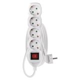 Extension Cord 2 m / 4 sockets / switch / white / PVC / 1 mm2