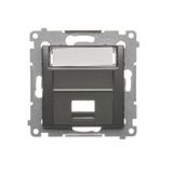 IT/telephone Keystone, diagonal socket cover with descriptive field, (module), anthracite, metalic