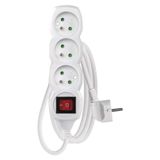Extension Cord 1.5 m / 3 sockets / switch / white / PVC / 1 mm2