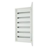 Complete flush-mounted flat distribution board, white, 24 SU per row, 6 rows, type A