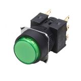 Pushbutton complete, dia. 16 mm, lighted LED 12 VDC, round projected, A16 7345E