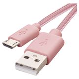 USB 2.0 cable, A to micro B plug, 1m, charging, data transmission, pink