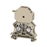 Fuse terminal, Screw connection, dark beige, 6 mm², 10 A, 70 V, Number of connections: 2, Number of levels: 1, TS 35