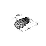 Round connector M8 x 1 / Ø 8 mm Ø 8/M8 × 1 mm Built-in Connector, Screw-/Snap-on Type   ESGP3L
