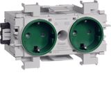 Socket-outlet 2-g. Wago f-mount green