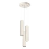 HANGING LAMP THREE CYLINDRICAL BEIGE LAMPSHADES WITH ELEGANT CARBON GROOVING ON GU10