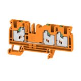 Feed-through terminal block, SNAP IN, orange, 4 mm², 32 A, 1000 V, Number of connections: 2