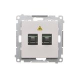 Double fiber optic sockets, light gray matt