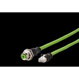 M12 Industrial Ethernet cable, D-coded, 0.3 m, M12 jack straight - RJ4