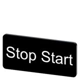 Labeling plate 12.5 x 27 mm, label black, labeling: Stop Start