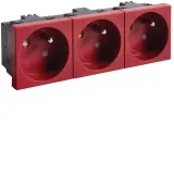 tehalite. GB-EG Socket 2P+Z 33° 3-way 45x45mm halogen free red