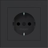 SCHUKO wall socket with cover, Safety Plus, plug-in class A.1 black matte