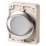 M30I-FDL-W Illuminated pushbutton actuator, RMQ-Titan, flat, momentary, White, blank, Front ring stainless steel