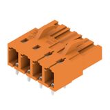 PCB plug-in connector, female header, closed side, THT solder connection, 5.08 mm, Number of poles: 4, 90°, Solder pin length (l): 3.2 mm, tinned, orange, Box