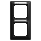 1722 NS-915 Cover frame with labelling field, vertical with label space 2-gang black matt - Busch-balance SI